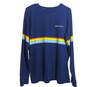 WILBUR SOOT Long Sleeve T-Shirt NAVY Rainbow Stripe Embroidered Official Size M
